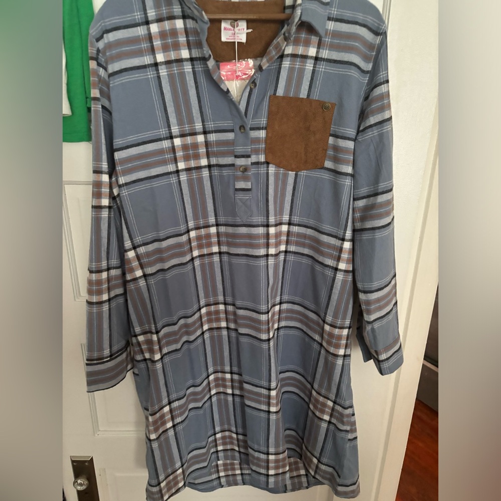 Marleylilly NWT belted long sleeve flannel dress